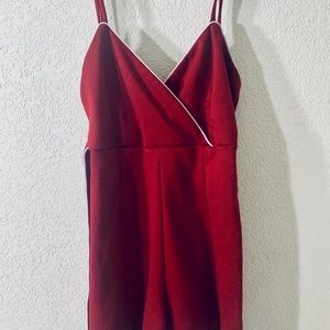 Short Red Romper with bow tie back